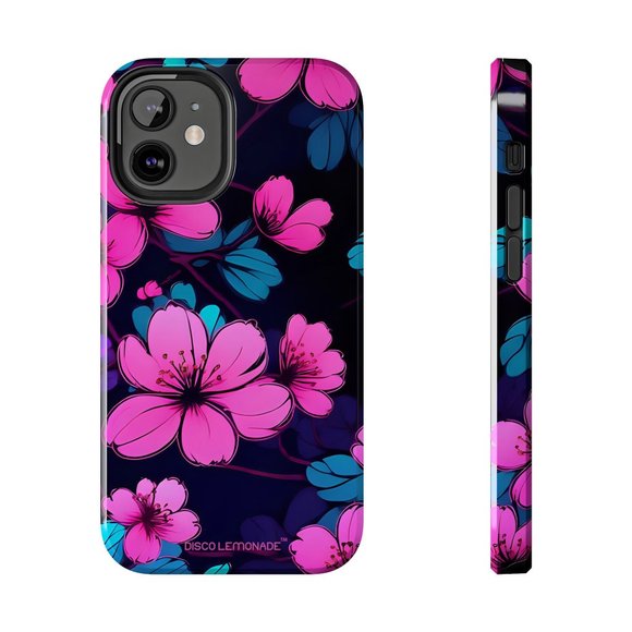 IPhone, DISCO LEMONADE Neon, Cherry Blossom, Sakura, Hot Pink,Tough Phone Case, - Picture 5 of 10